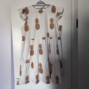 White Pineapple print dress